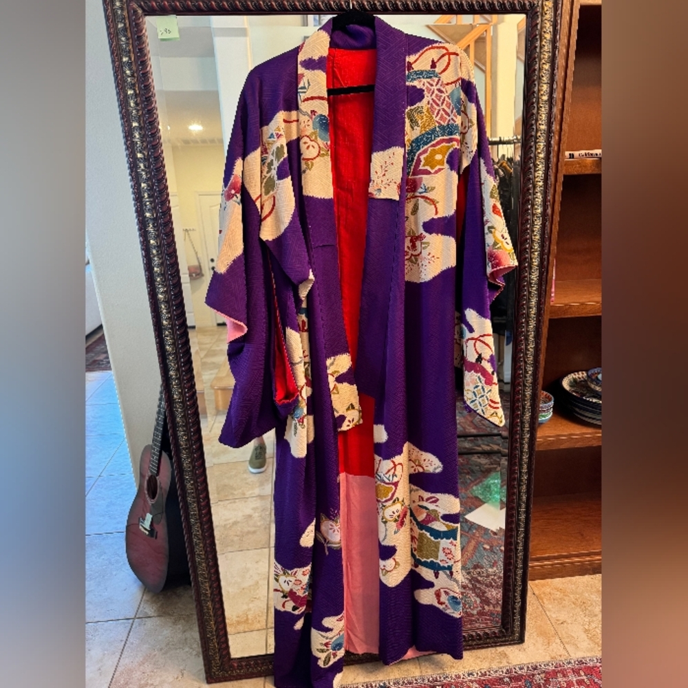 Vibrant Purple Patterned Kimono Coat